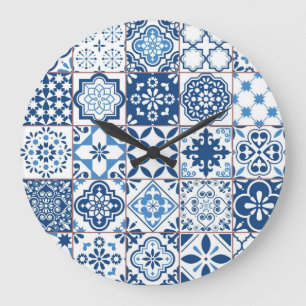 Reloj Redondo Grande Patrón de azulejos de cerámica