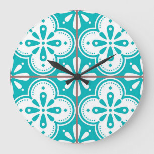 Reloj Redondo Grande Patrón de azulejos de cerámica