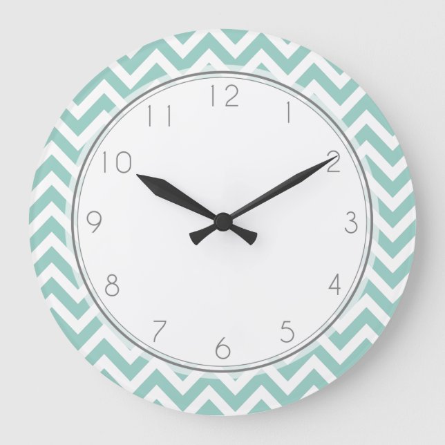 Reloj Redondo Grande Patrón de bandas de Zigzag Mint (Anverso)