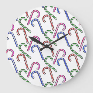 Reloj Redondo Grande Patrón de bastón de purpurina