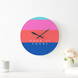 Reloj Redondo Grande Patrón de Bloque de Color Moderno Personalizado