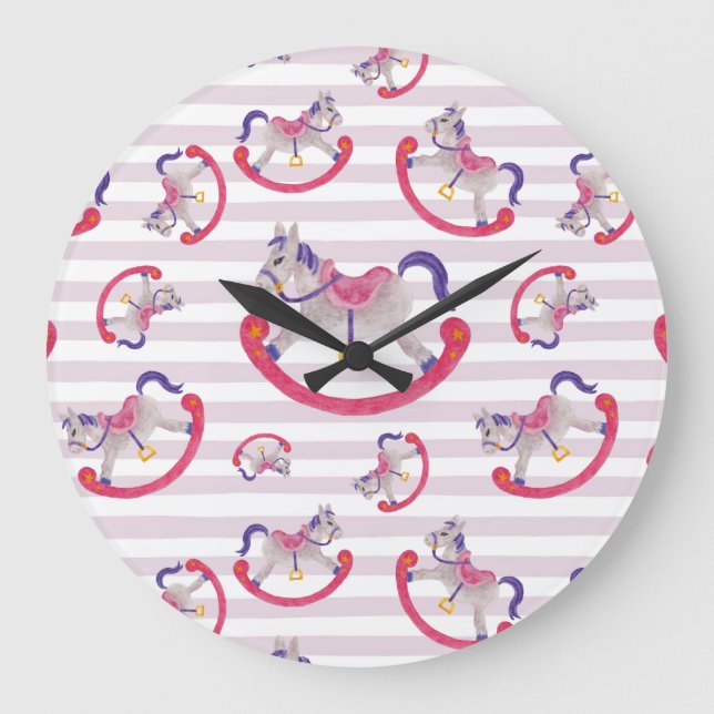 Reloj Redondo Grande Patrón de caballos balancines (Anverso)