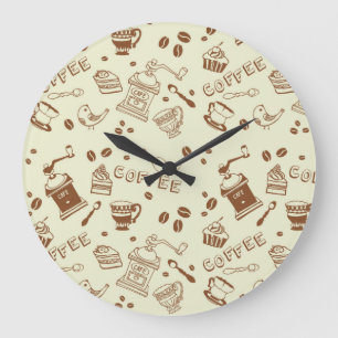 Reloj Redondo Grande Patrón de café