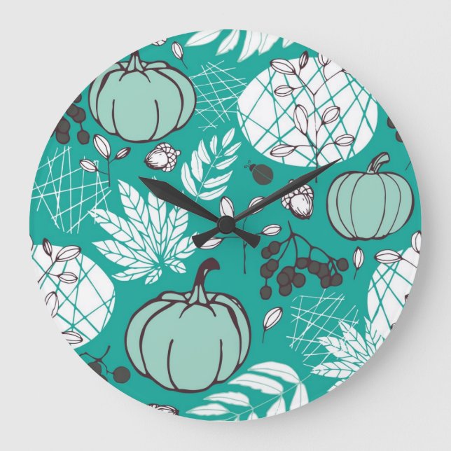 Reloj Redondo Grande Patrón de calabaza (Anverso)