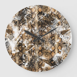 Reloj Redondo Grande Patrón de camuflaje de cebra de leopardo colorido