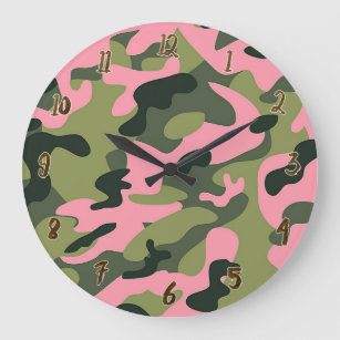 Reloj Redondo Grande Patrón de camuflaje del Camo del Ejército Verde Ro