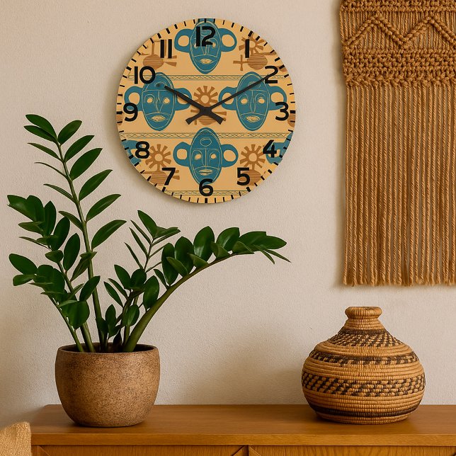 Reloj Redondo Grande Patrón de cara étnica africana de la máscara triba (Subido por el creador)