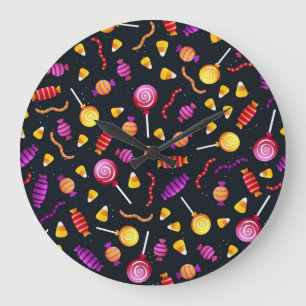 Reloj Redondo Grande Patrón de caramelos de Halloween