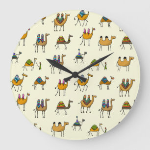 Reloj Redondo Grande Patrón de caravanas decorativas sin foco