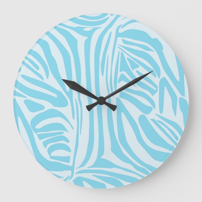 Reloj Redondo Grande Patrón de cebra azul (Anverso)