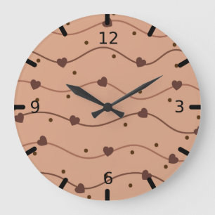 Reloj Redondo Grande Patrón de chile de chocolate de corazón lechero