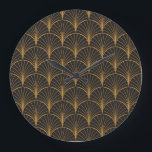 Reloj Redondo Grande Patrón de círculos geométricos Art Deco<br><div class="desc">Patrón Art Déco Vintage Sin Maravilla. Decoración geométrica con textura de círculos. Fondo retro. El Art Deco Geométrico,  un toque de historia. Los círculos art decó aportan un toque retro. deco,  patrón,  fondo,  ventilador,  ilustracion,  floral,  neouveau,  chino,  sin costuras,  tela,  decoración,  retro,  palmera,  concha,  línea,  moderno,  geométrico,  textil,  flor</div>