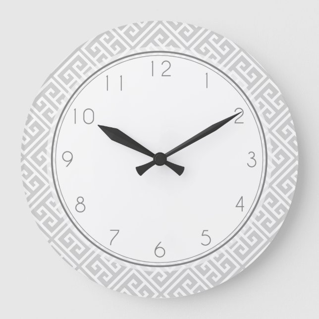 Reloj Redondo Grande Patrón de clave griega (Anverso)