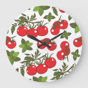 Reloj Redondo Grande Patrón de cocina sin soldadura de Tomato Basil