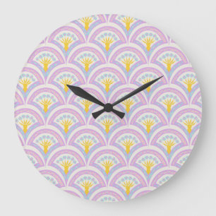 Reloj Redondo Grande patrón de concha de colores pastel