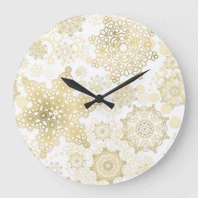 Reloj Redondo Grande Patrón de copo de nieve (Anverso)