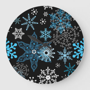Reloj Redondo Grande Patrón de copo de nieve