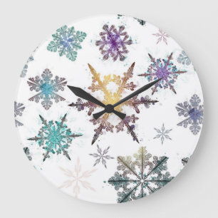 Reloj Redondo Grande Patrón de copo de nieve