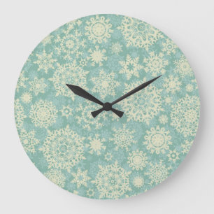 Reloj Redondo Grande Patrón de copo de nieve