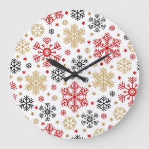 Reloj Redondo Grande Patrón de copo de nieve