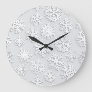 Reloj Redondo Grande Patrón de copo de nieve	