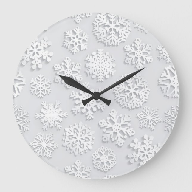Reloj Redondo Grande Patrón de copo de nieve	 (Anverso)