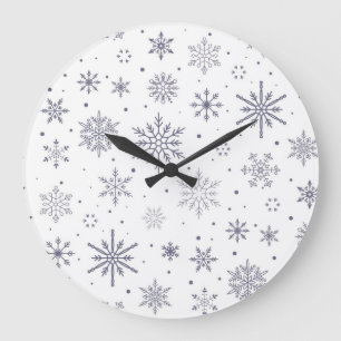 Reloj Redondo Grande Patrón de copo de nieve