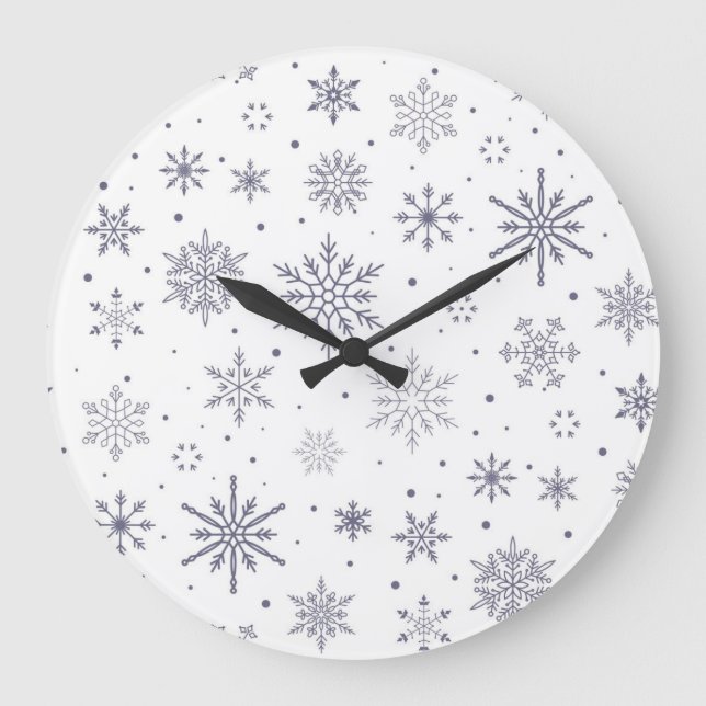 Reloj Redondo Grande Patrón de copo de nieve (Anverso)