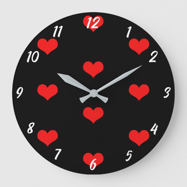 Reloj Redondo Grande Patrón de corazón lindo Personalizado rojo Día de  (Anverso)