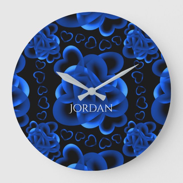 Reloj Redondo Grande Patrón de corazones abundantes (Anverso)