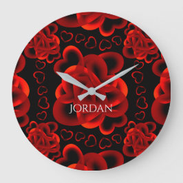 Reloj Redondo Grande Patrón de corazones abundantes