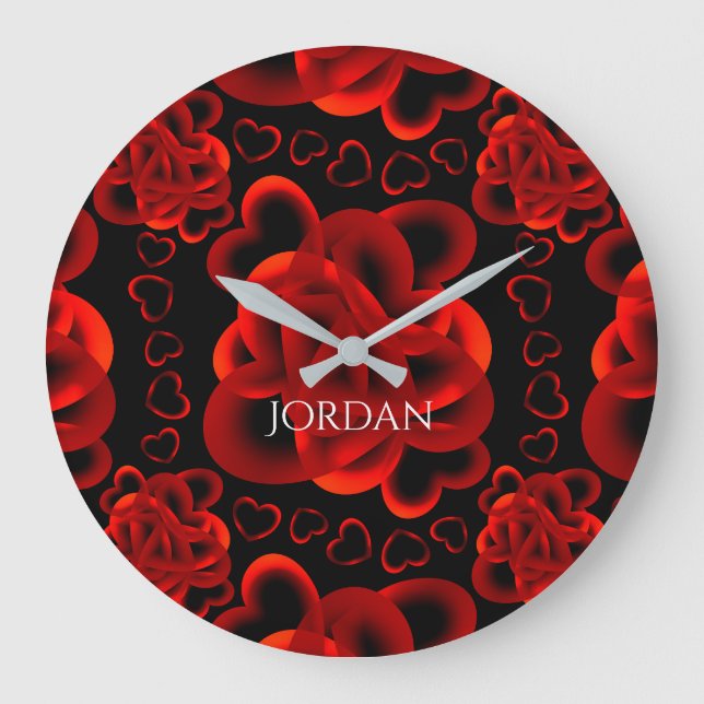 Reloj Redondo Grande Patrón de corazones abundantes (Anverso)