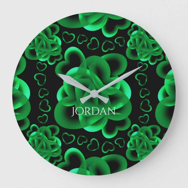 Reloj Redondo Grande Patrón de corazones abundantes (Anverso)