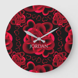 Reloj Redondo Grande Patrón de corazones abundantes