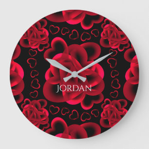 Reloj Redondo Grande Patrón de corazones abundantes