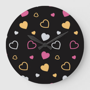 Reloj Redondo Grande Patrón de corazones estilizados 3
