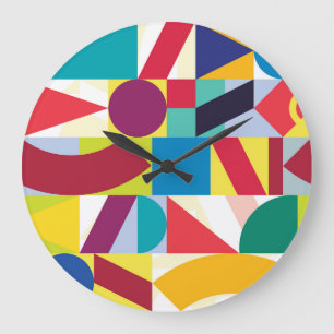 Reloj Redondo Grande Patrón de cosecha de vintage geométrico abstracto 