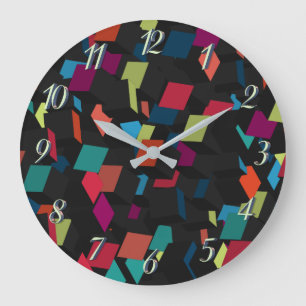 Reloj Redondo Grande Patrón de cubo geométrico abstracto de moda
