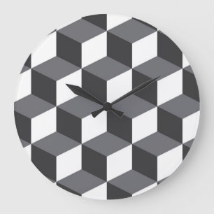 Reloj Redondo Grande Patrón de cubos arquitectónicos modernos, simples