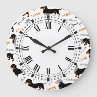 Reloj Redondo Grande Patrón de Dachshund o Doxie