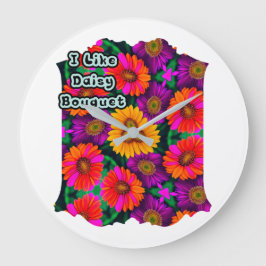 Reloj Redondo Grande Patrón de Daisy Bouquet colorido