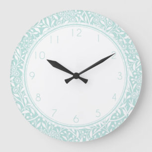 Reloj Redondo Grande Patrón de Damasco floral de menta