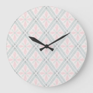 Reloj Redondo Grande Patrón de diamante pastel verde y rosa