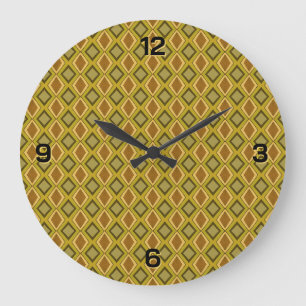 Reloj Redondo Grande Patrón de diamante verde dorado pardo MCM