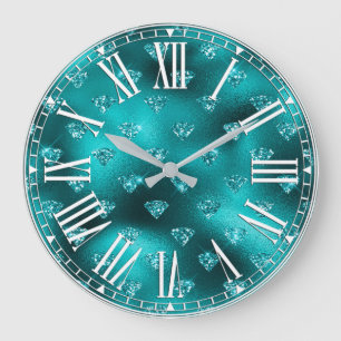 Reloj Redondo Grande Patrón de diamantes con brillo glamour en ombre te