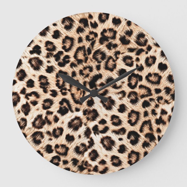 Reloj Redondo Grande Patrón de diseño de leopardo: Elegancia salvaje. (Anverso)
