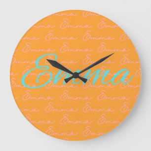Reloj Redondo Grande Patrón de diseño de nombre de Emma