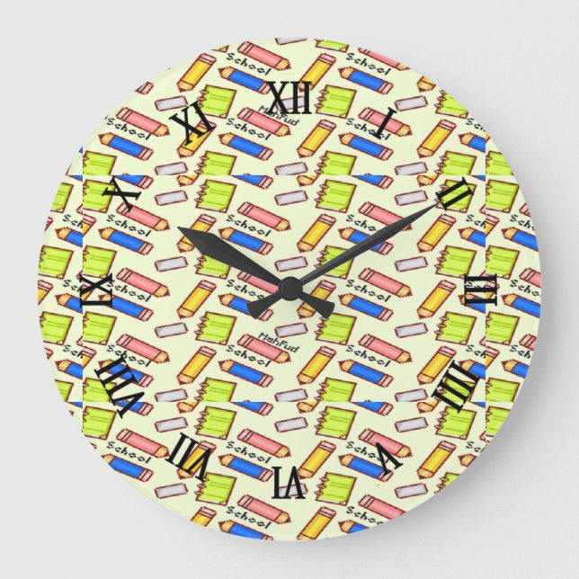Reloj Redondo Grande Patrón de diseño en amarillo (Anverso)