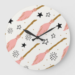 Reloj Redondo Grande Patrón de Doodle mágico de la Escuela de Brujas