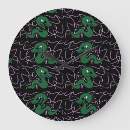 Reloj Redondo Grande Patrón de dragón verde bebé